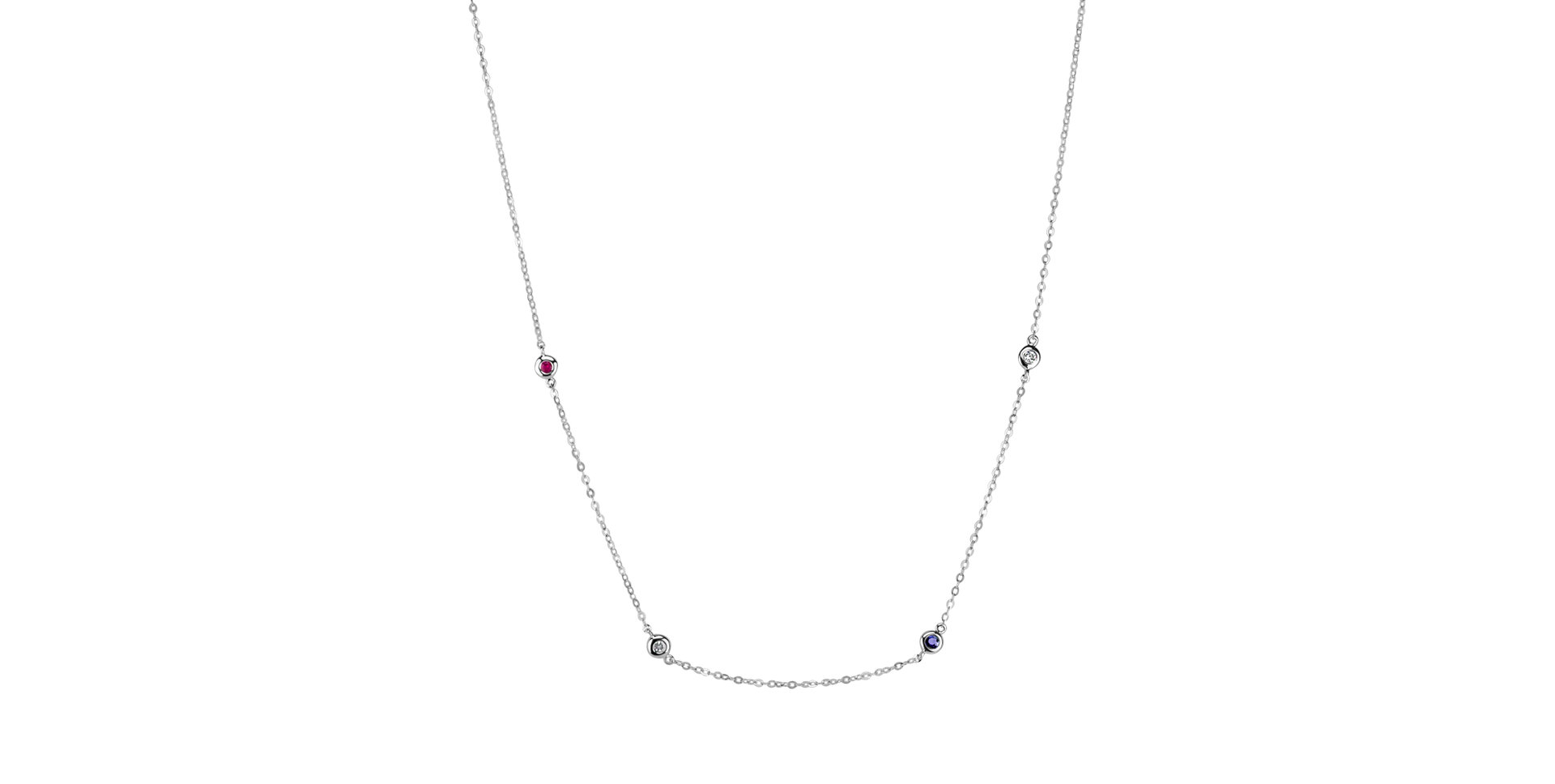 Diamond necklace with Ruby and Sapphire Dots