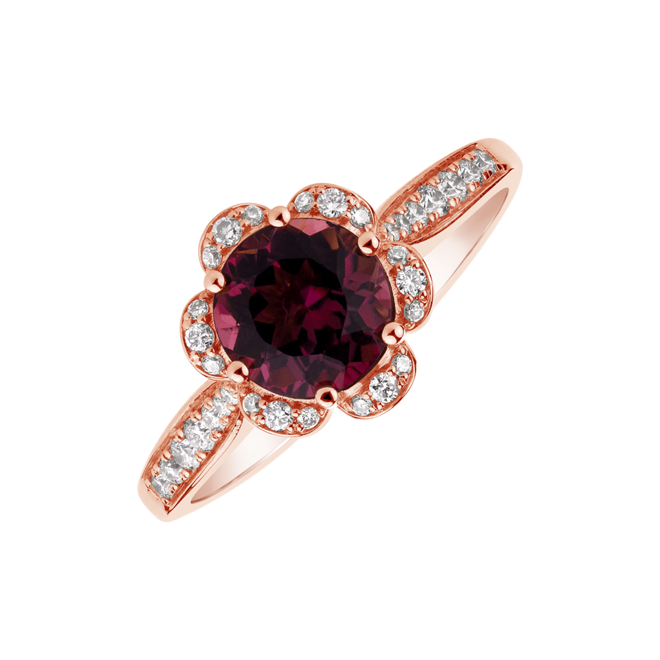 Diamond ring with Tourmalíne Flower Coctail