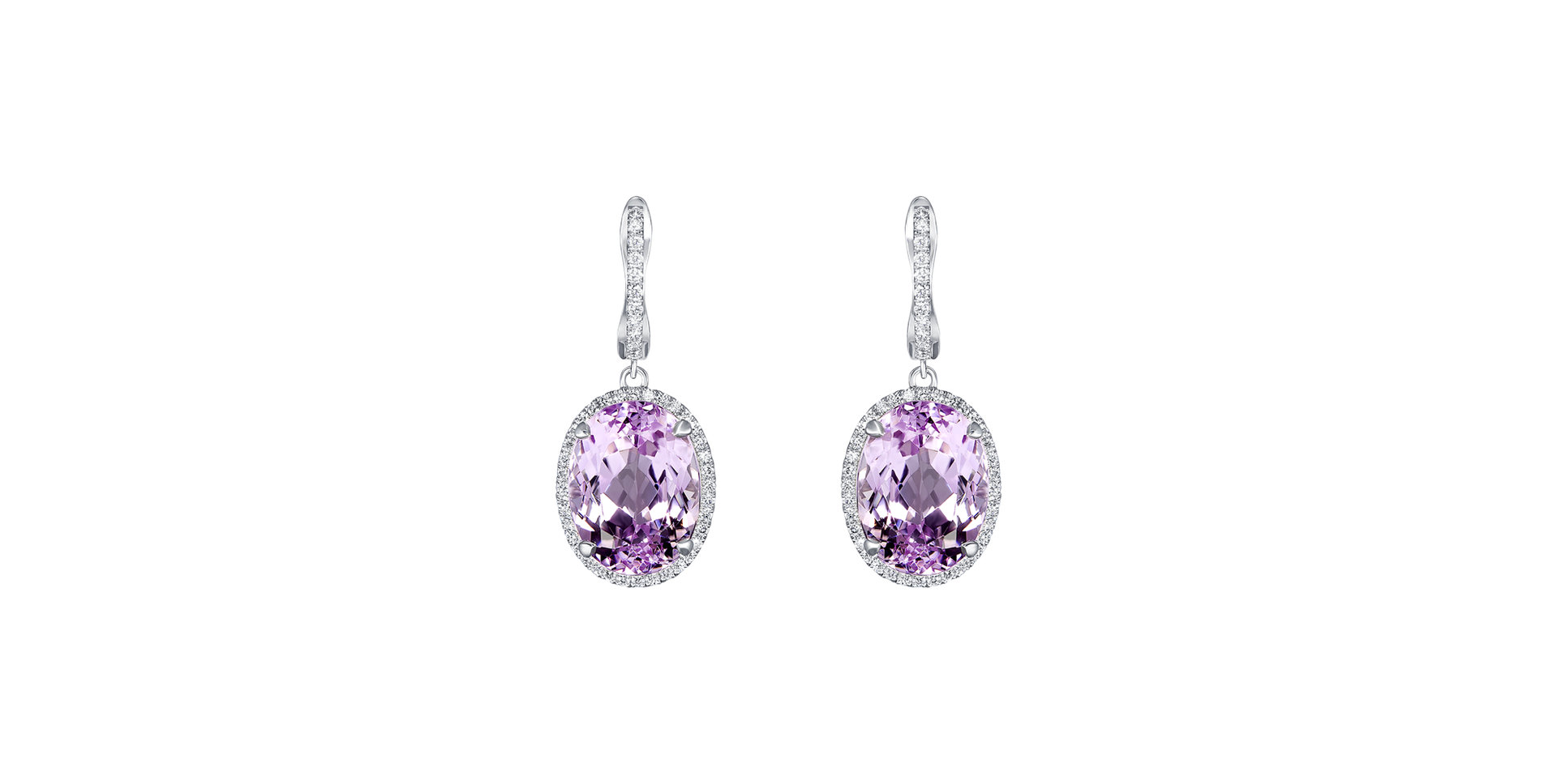 Diamond earrings with Kunzite Graceful Delight
