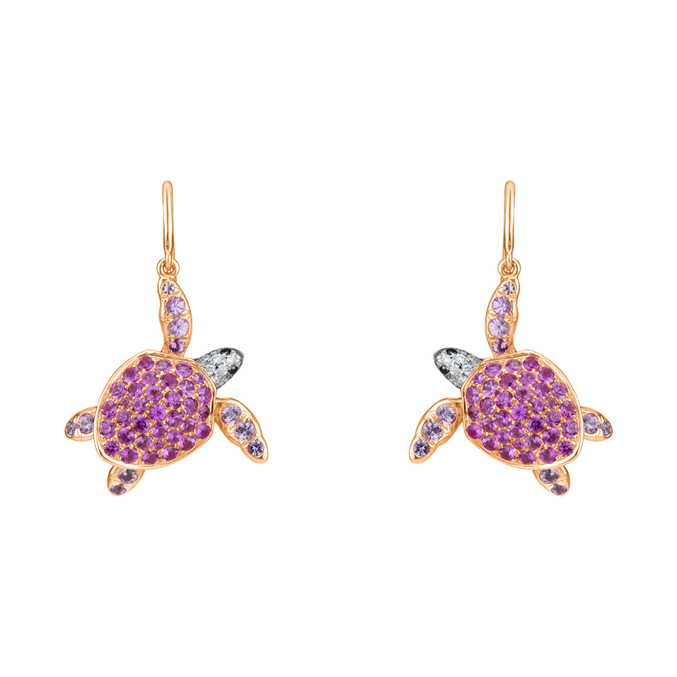 Diamond earrings and Sapphire Magical Turtle
