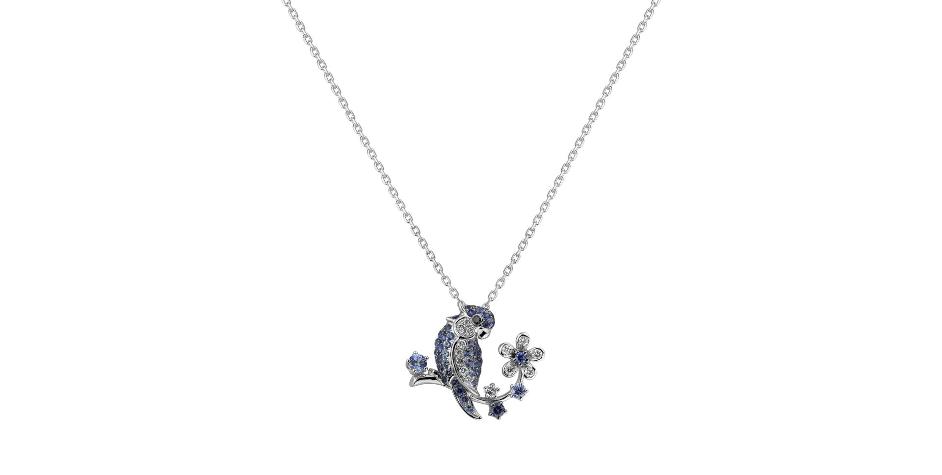 Pendant with black and white diamonds and Sapphire Paradise Calling