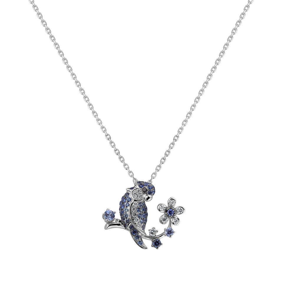 Pendant with black and white diamonds and Sapphire Paradise Calling