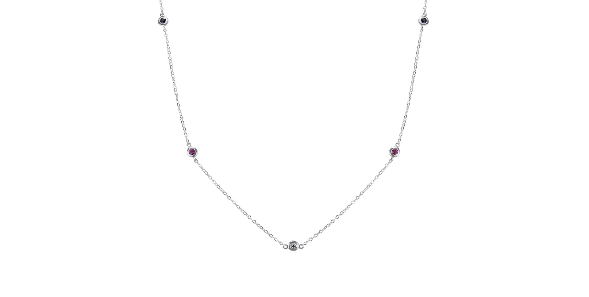 Diamond necklace with Sapphire and Ruby Dots