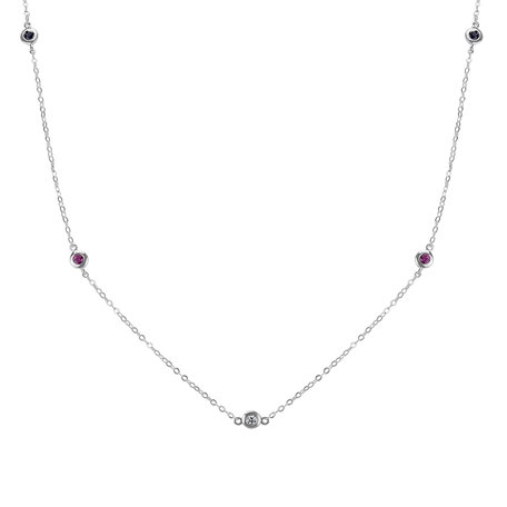 Diamond necklace with Sapphire and Ruby Dots
