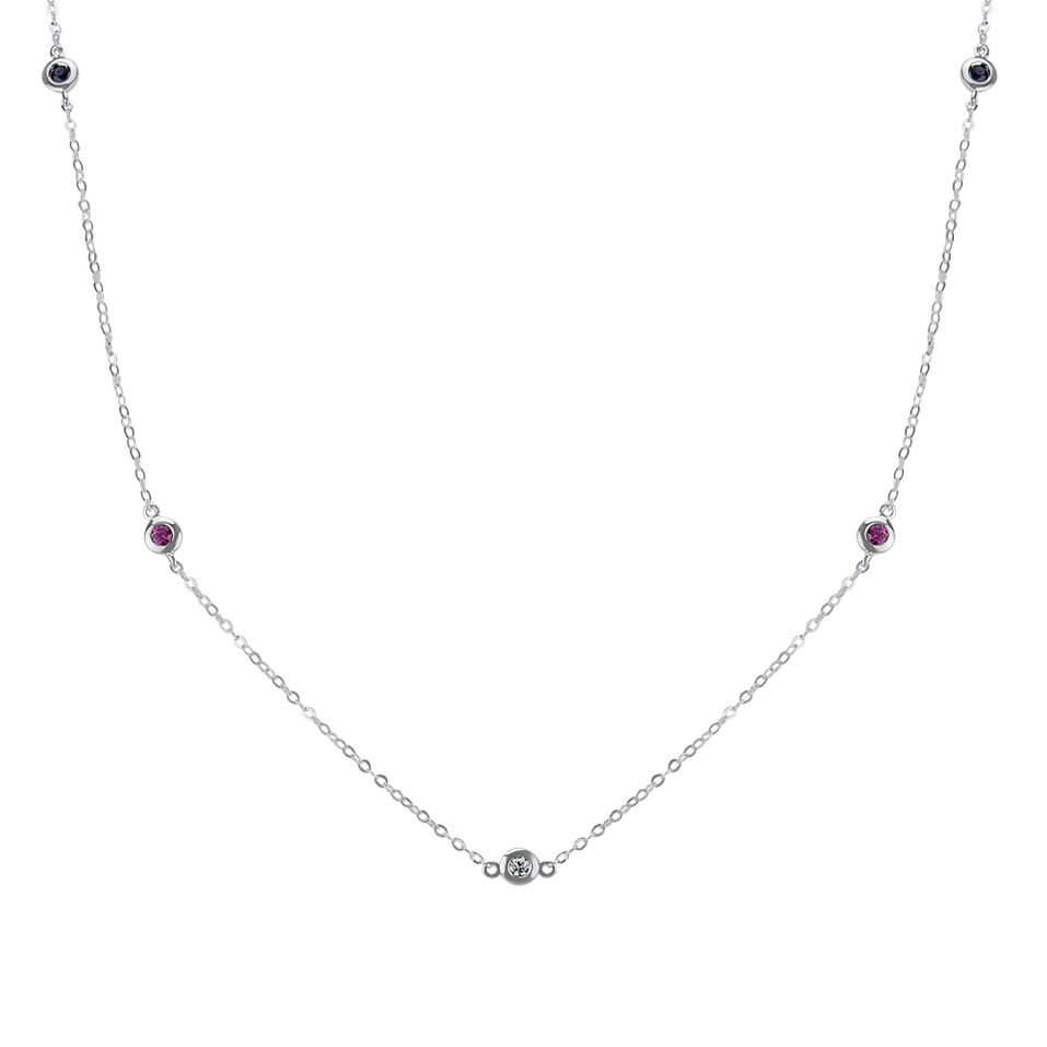 Diamond necklace with Sapphire and Ruby Dots