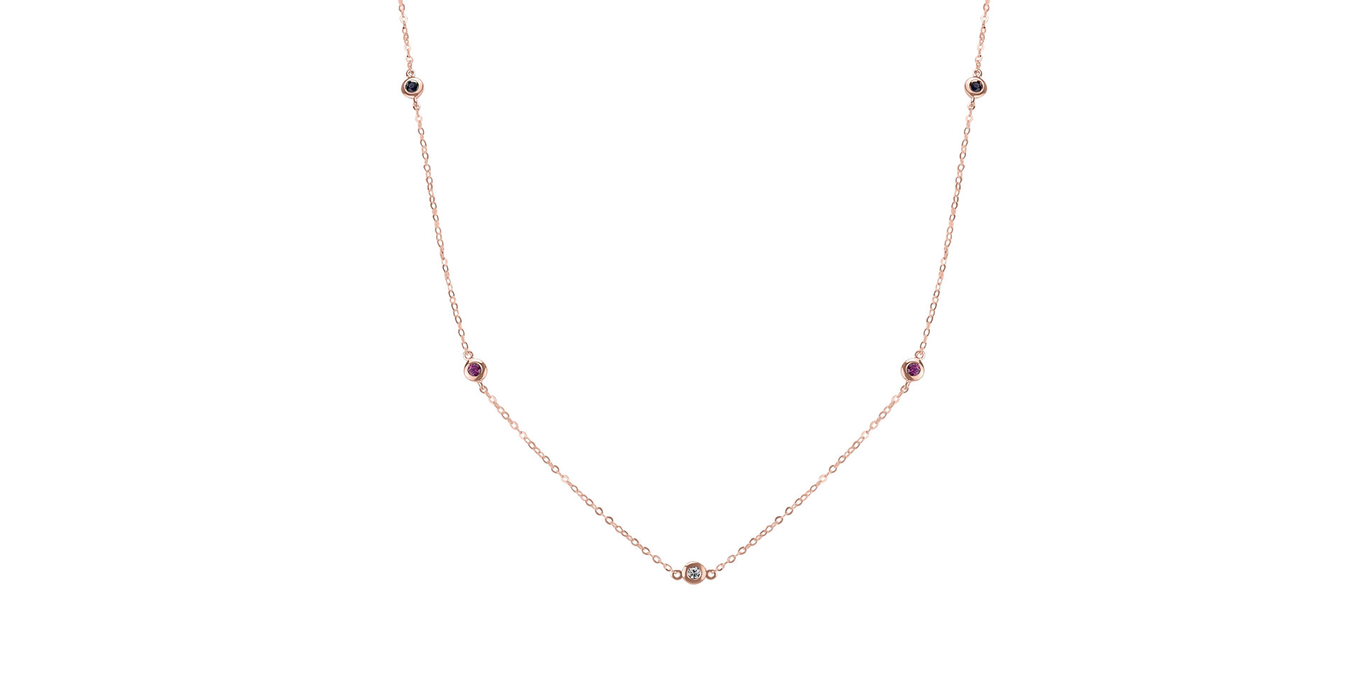 Diamond necklace with Sapphire and Ruby Dots