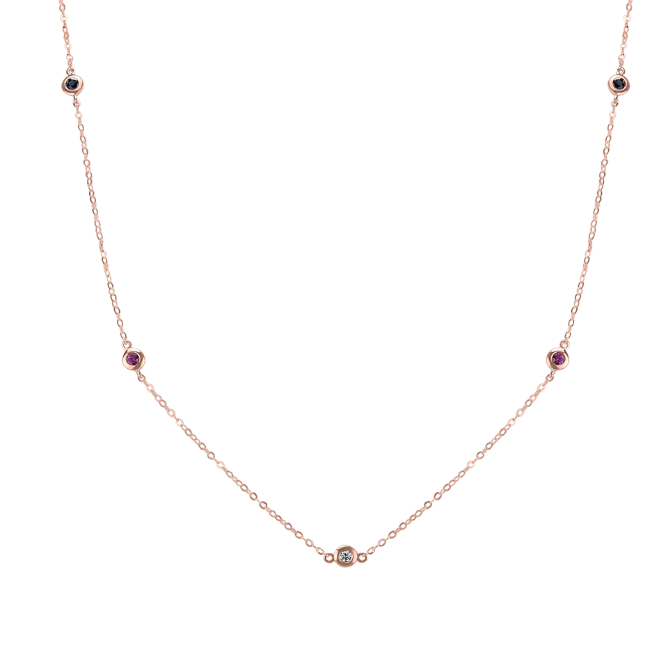 Diamond necklace with Sapphire and Ruby Dots