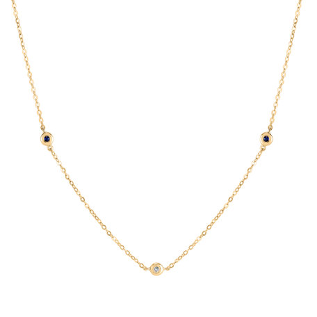 Diamond necklace with Sapphire Dots