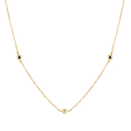 Diamond necklace with Sapphire Dots