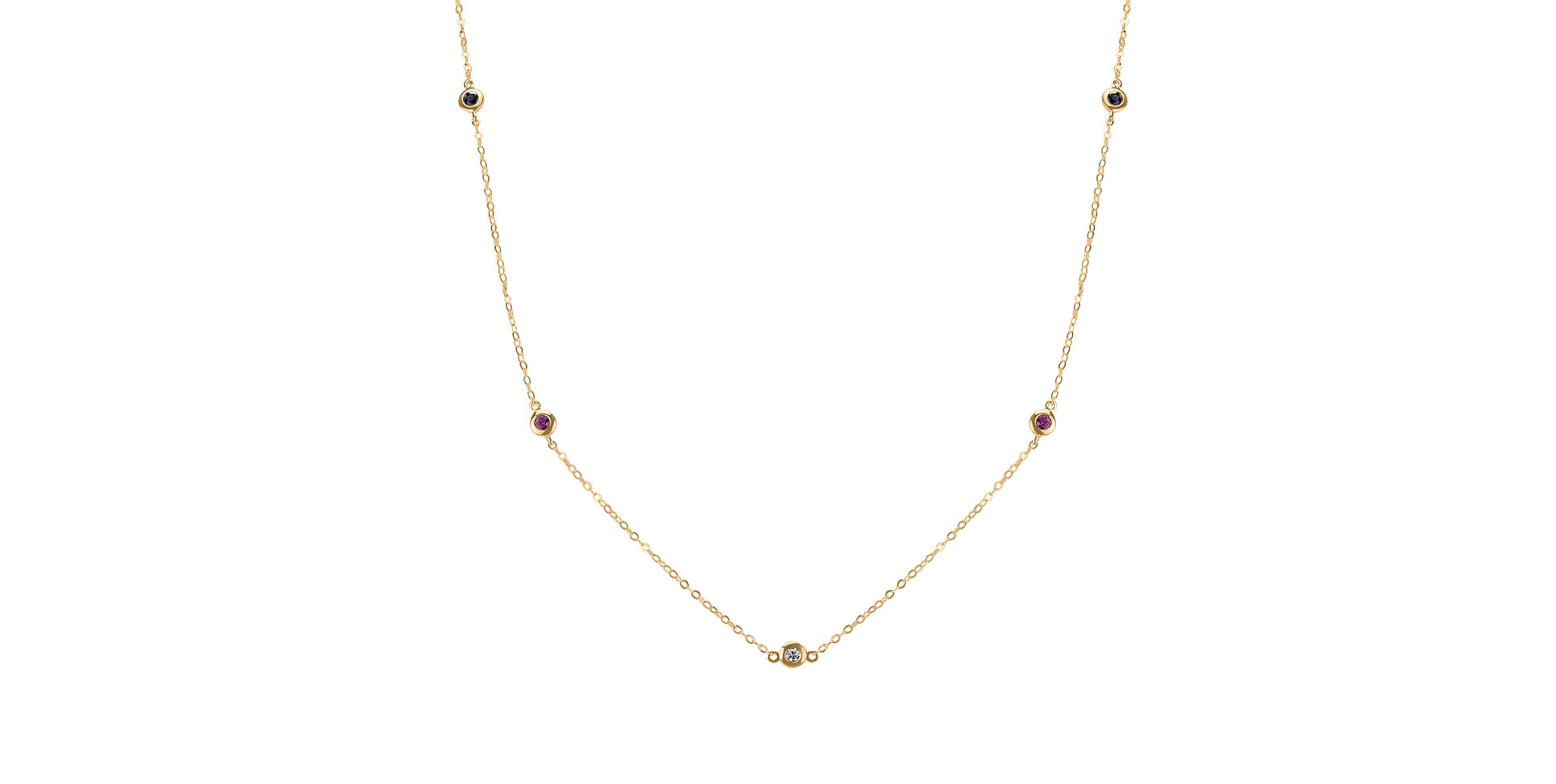 Diamond necklace with Sapphire and Ruby Dots