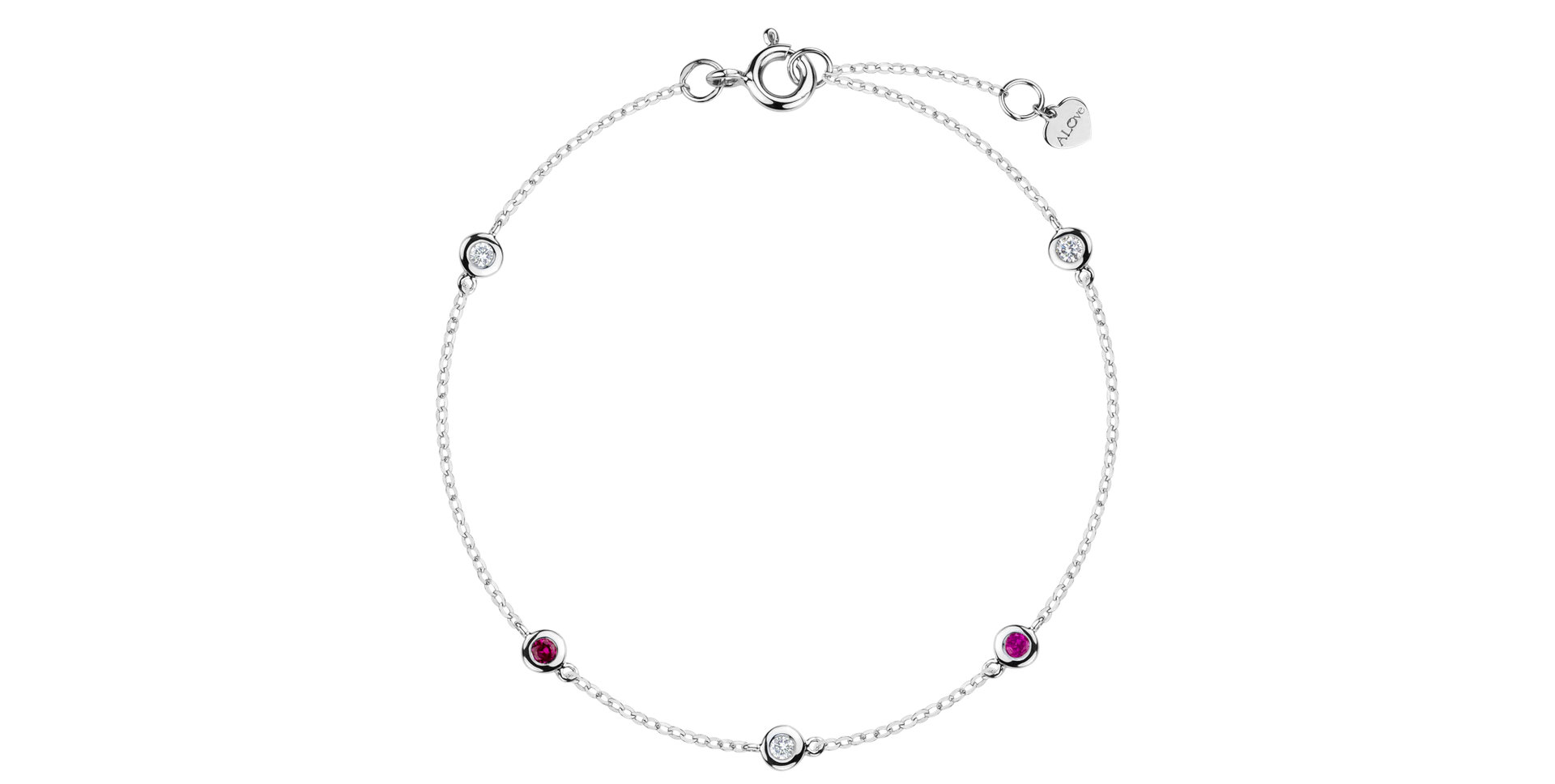 Diamond bracelet with Ruby Dots