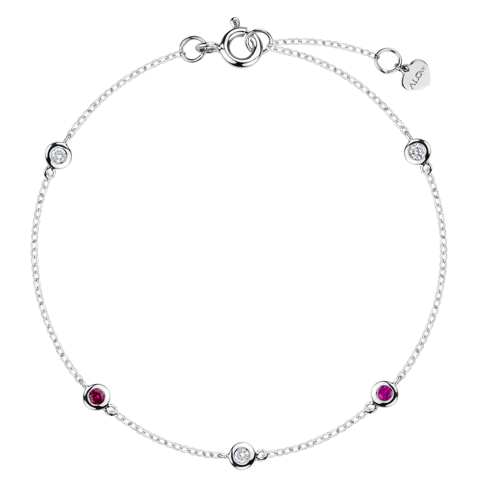 Diamond bracelet with Ruby Dots