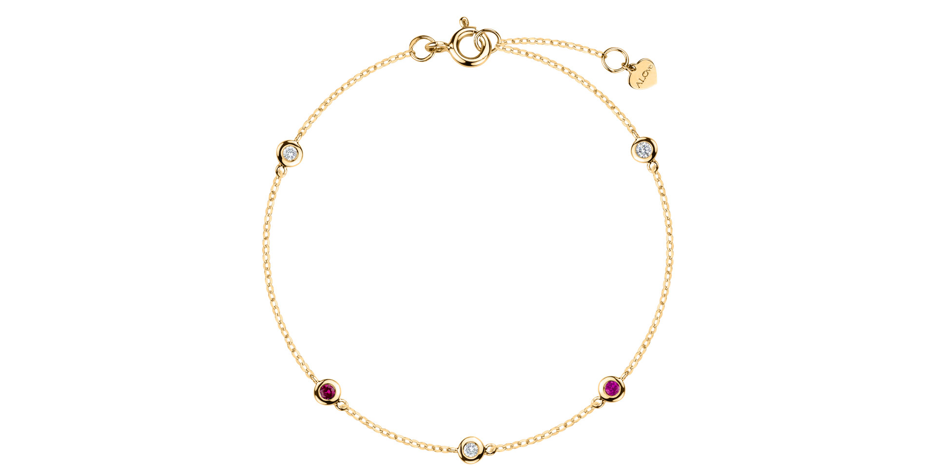 Diamond bracelet with Ruby Dots