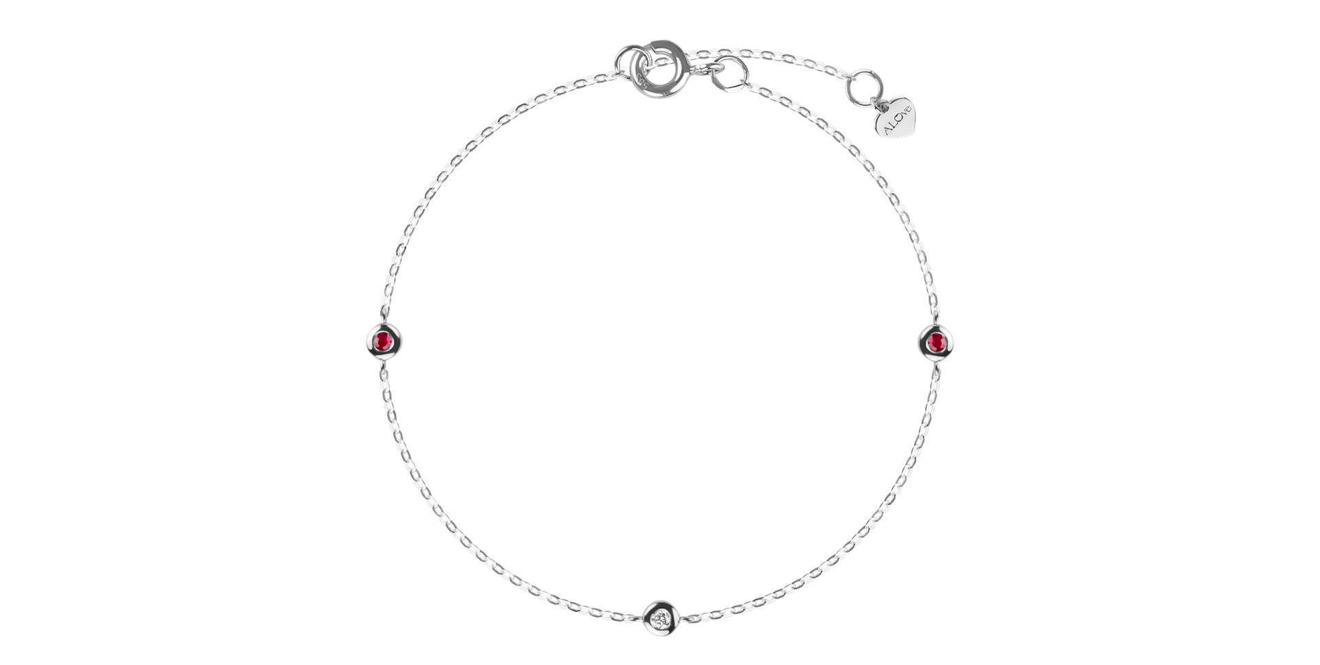 Diamond bracelet with Ruby Dots