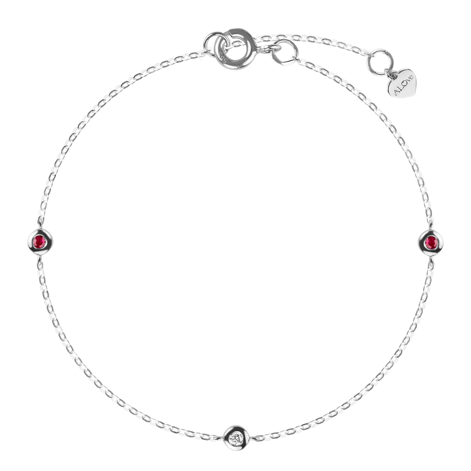 Diamond bracelet with Ruby Dots