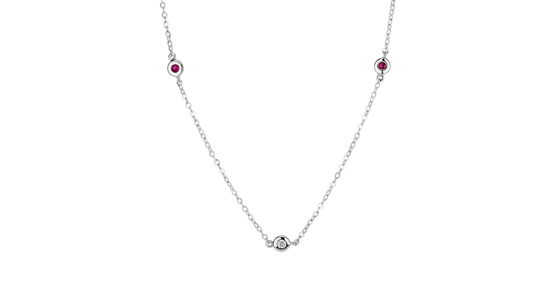 Diamond necklace with Ruby Dots