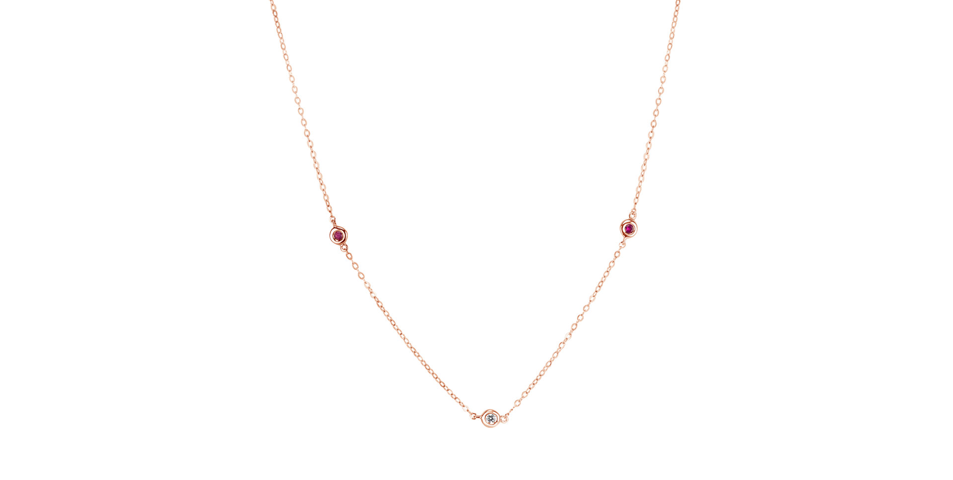 Diamond necklace with Ruby Dots
