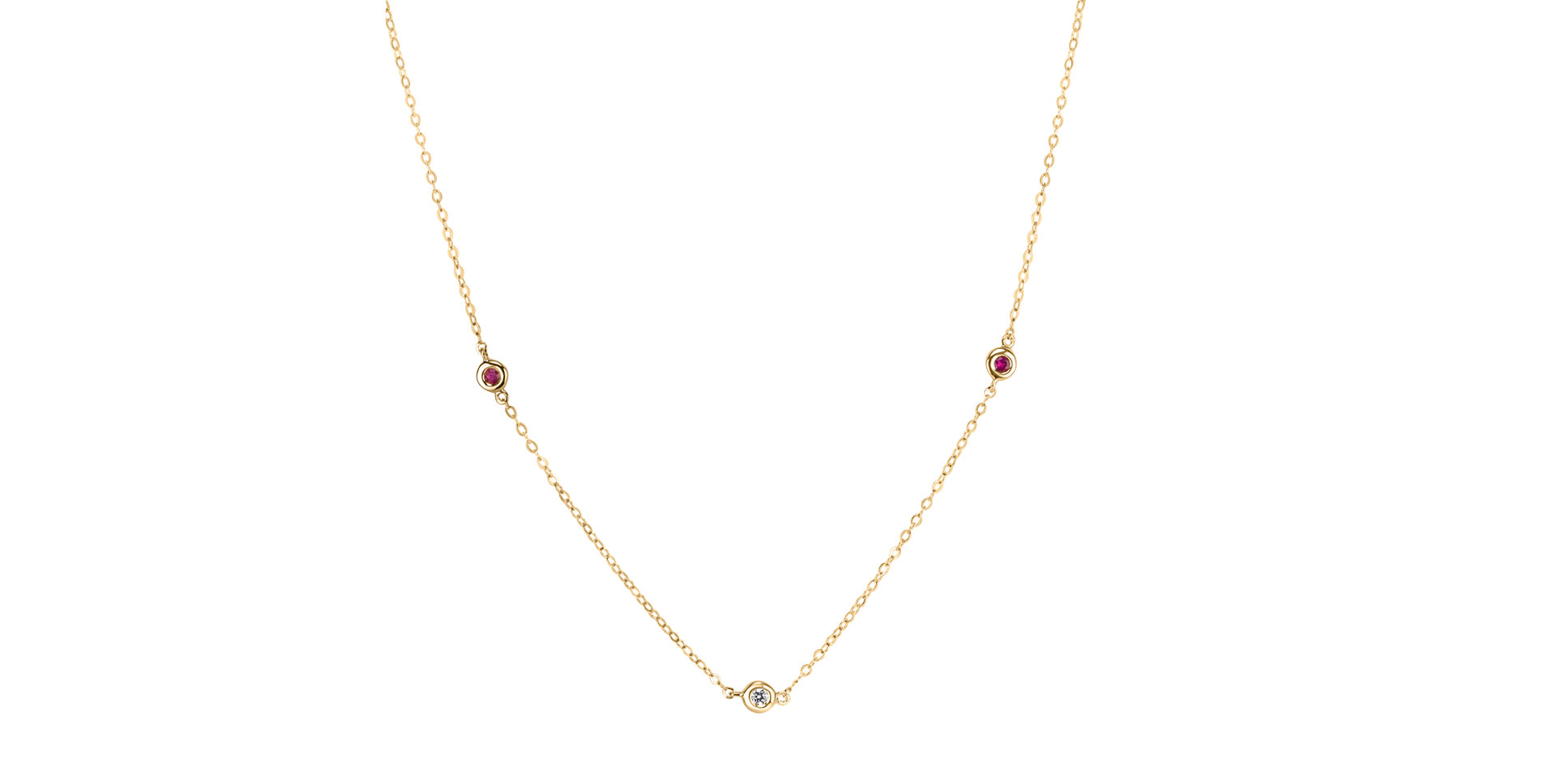 Diamond necklace with Ruby Dots