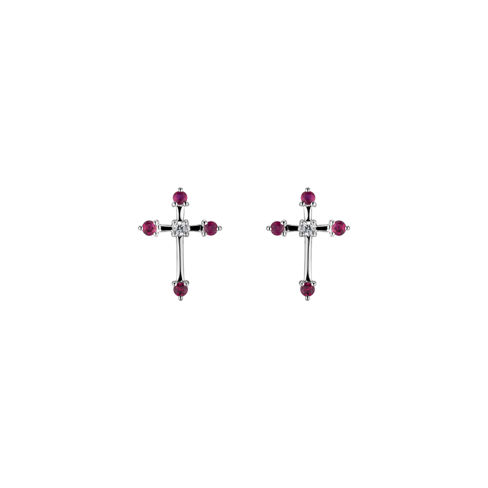 Diamond earrings and Ruby Passion Cross