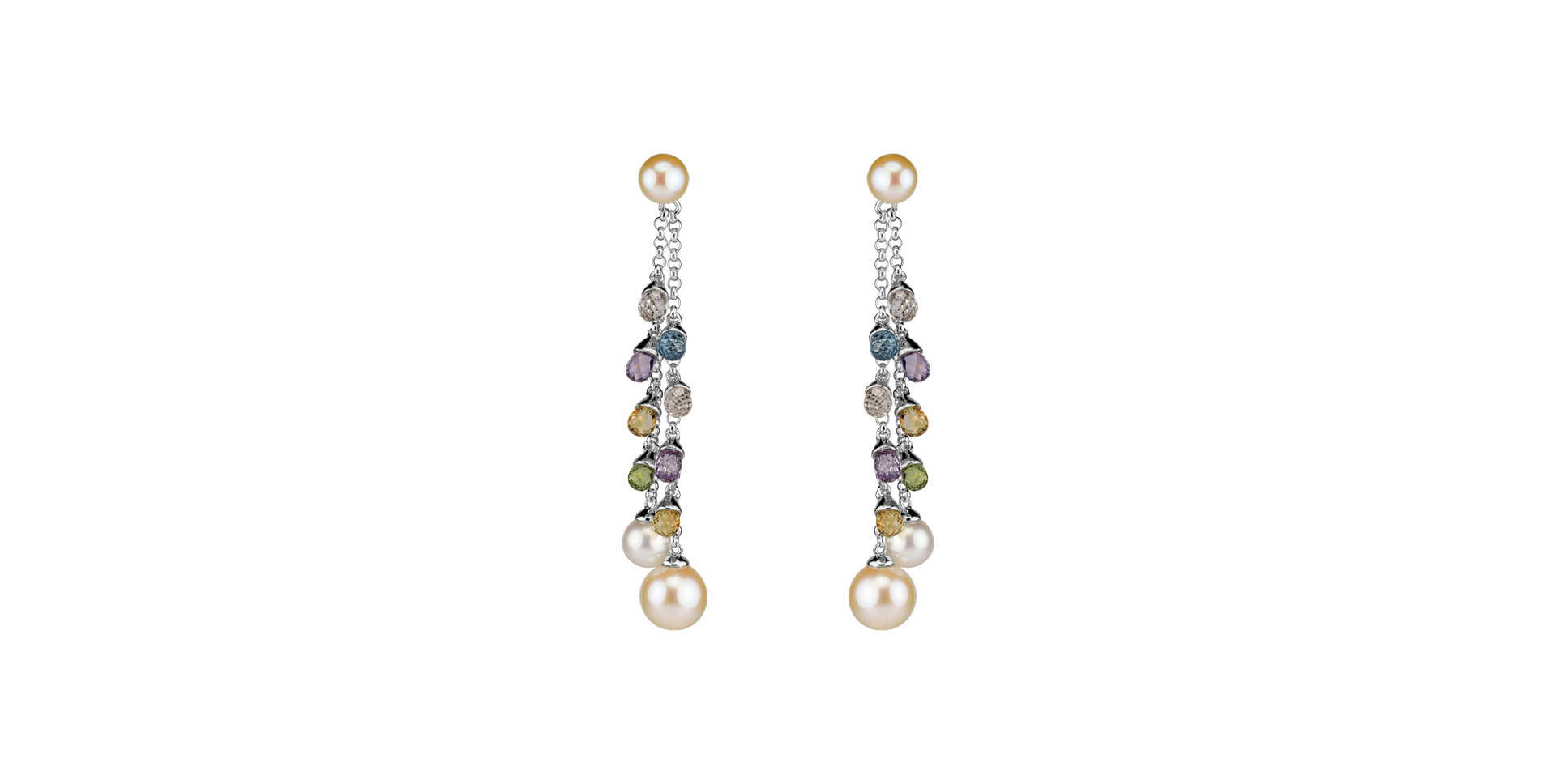Earrings with Pearl and gemstones Pearly Rain