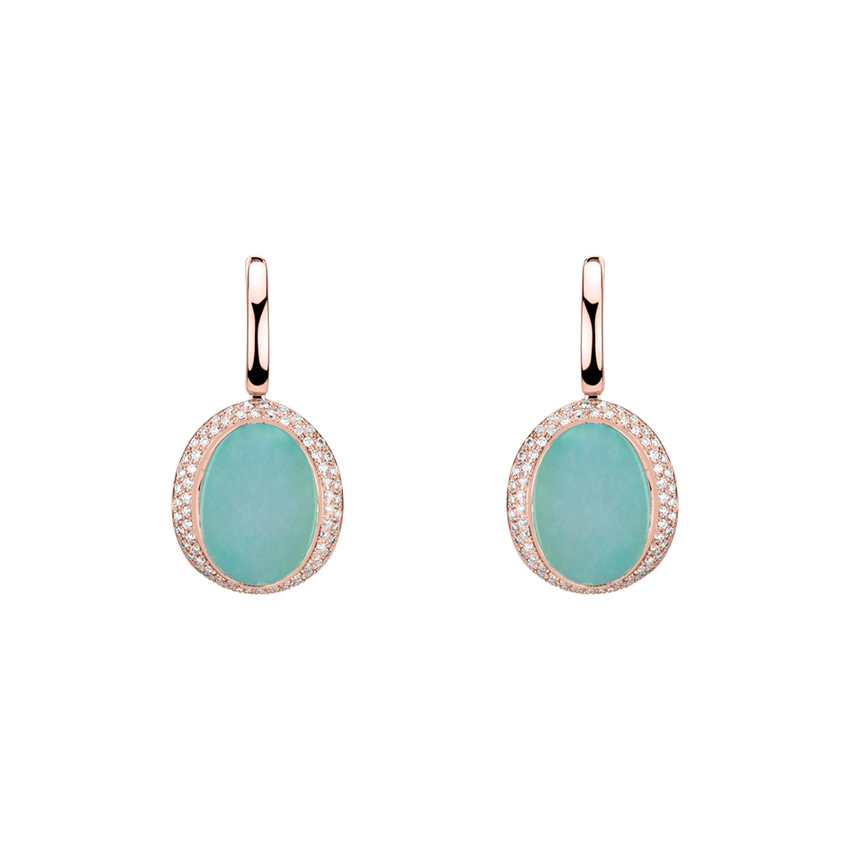 Diamond earrings with Chalcedony Rainbow Drop