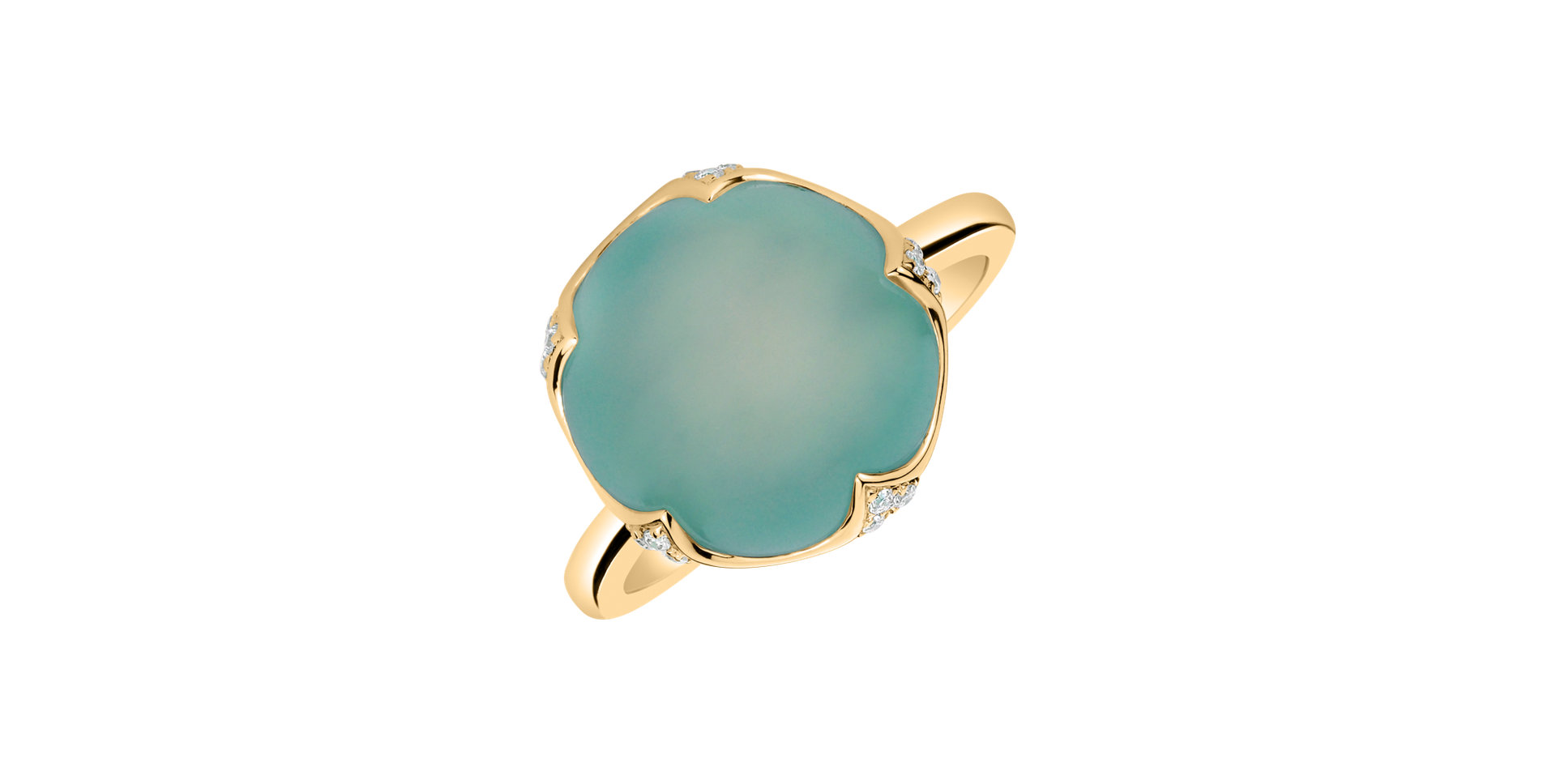 Diamond ring with Chalcedony Vivid Blossom