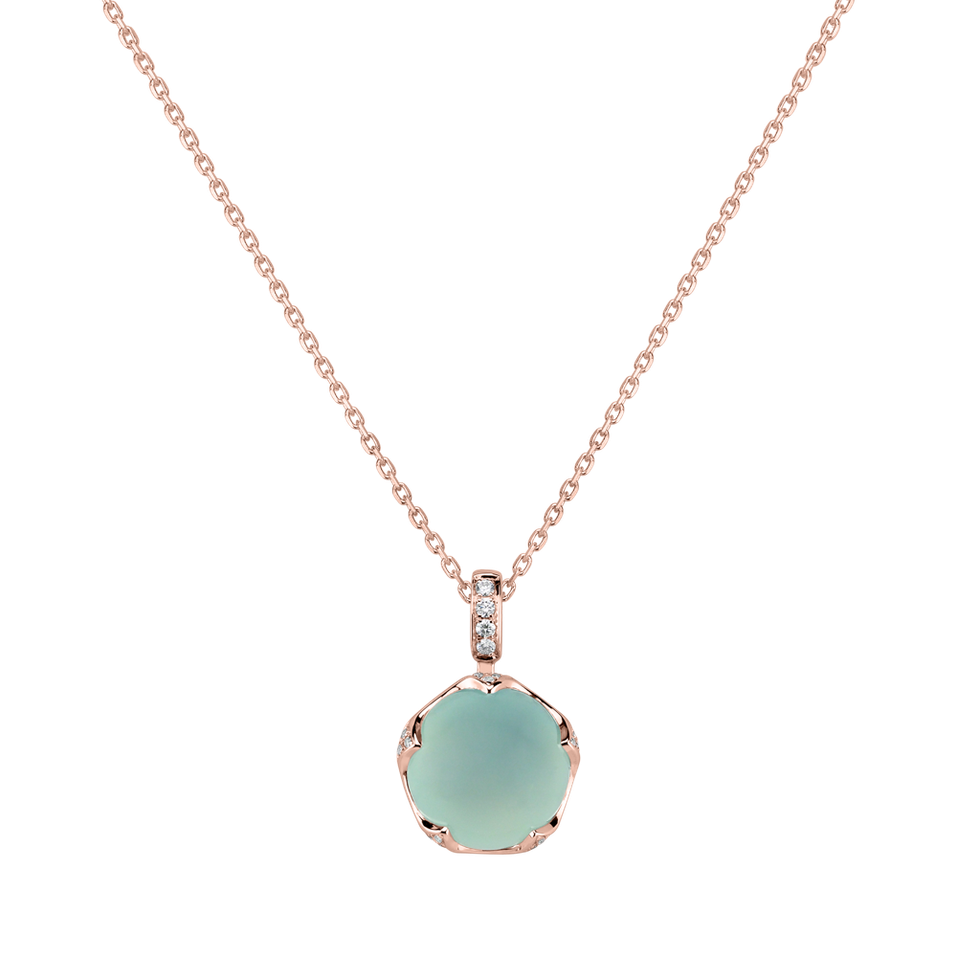 Diamond pendant with Chalcedony Vivid Blossom