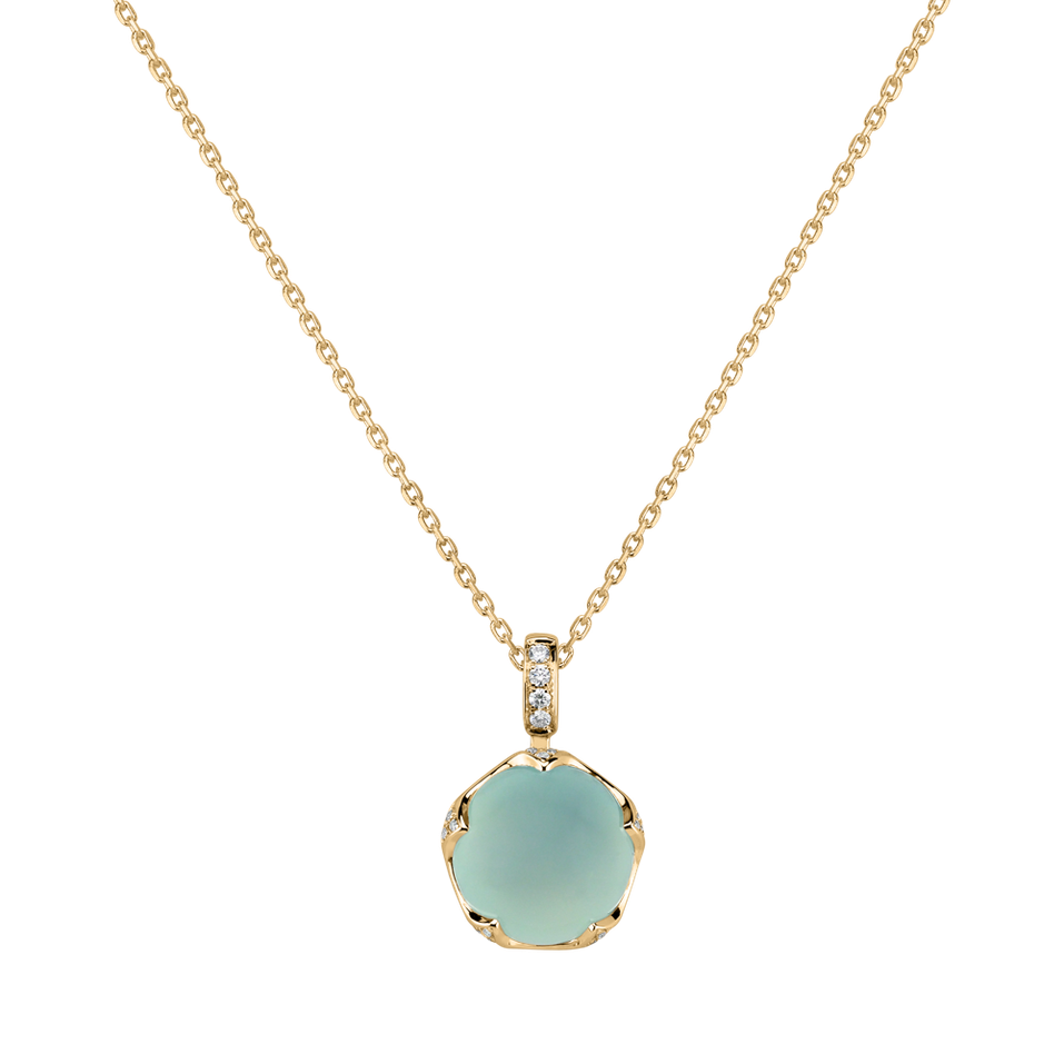 Diamond pendant with Chalcedony Vivid Blossom