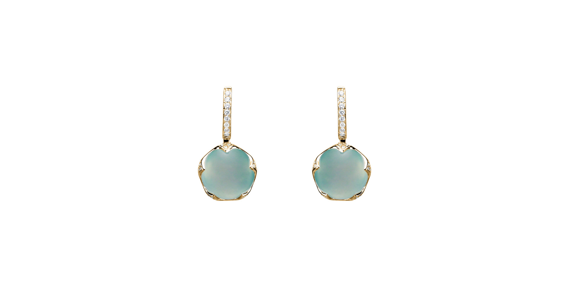 Diamond earrings with Chalcedony Vivid Blossom