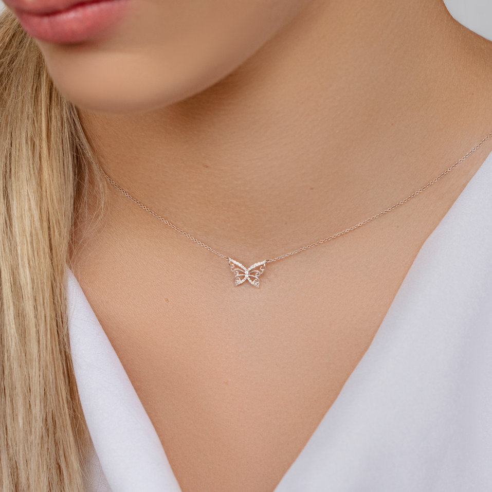 Diamond necklace Shiny Butterfly
