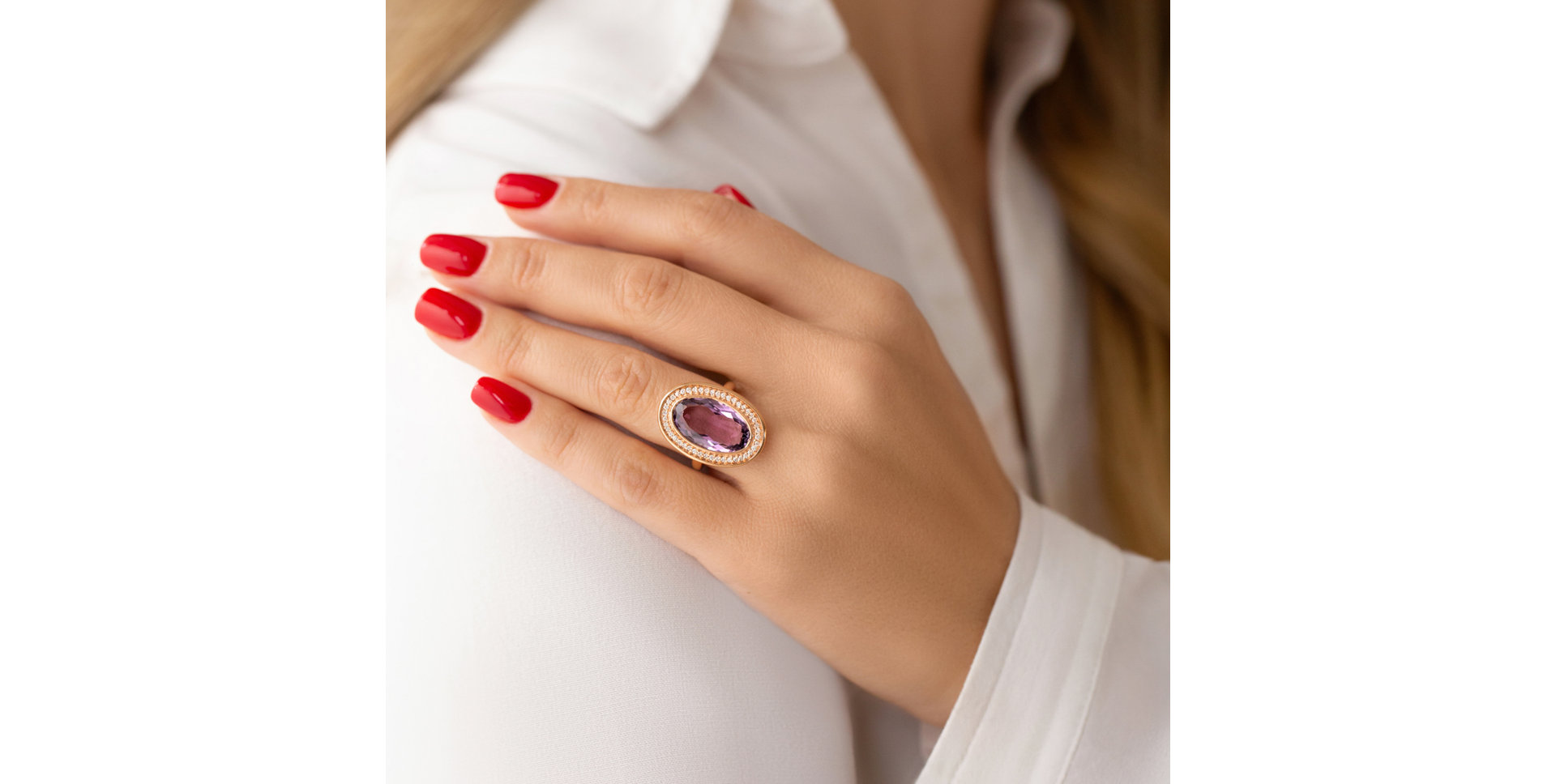 Diamond rings with Amethyst Odilon