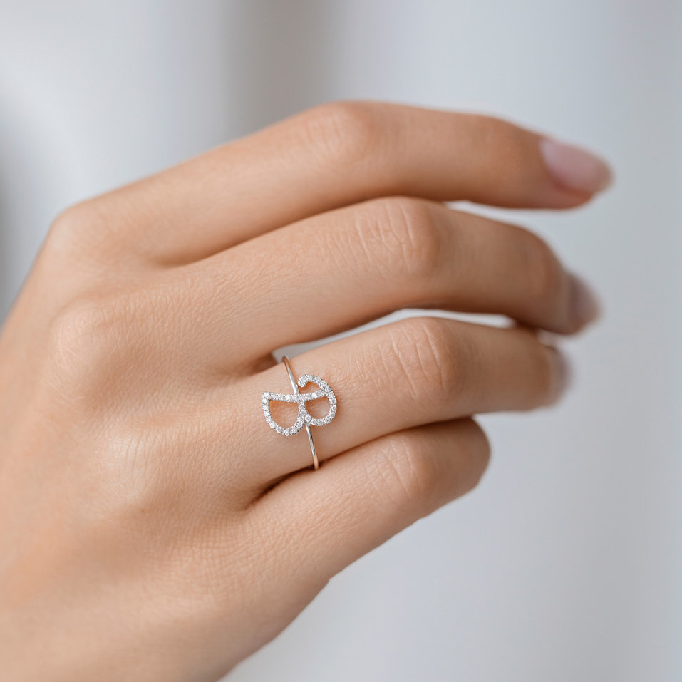 Diamond ring Curly Glittery R