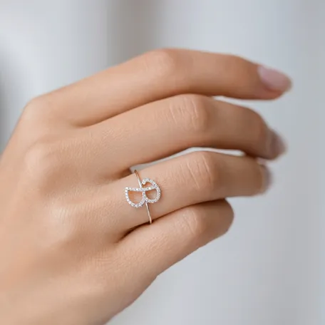 Diamond ring Curly Glittery V