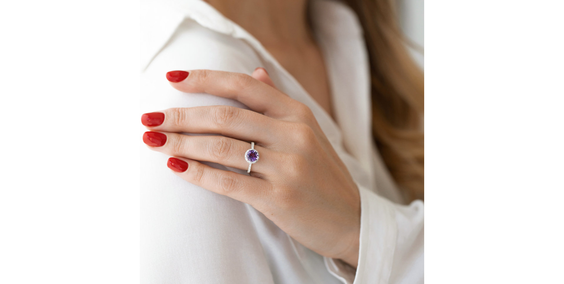 Diamond rings with Amethyst Noble Lagoon