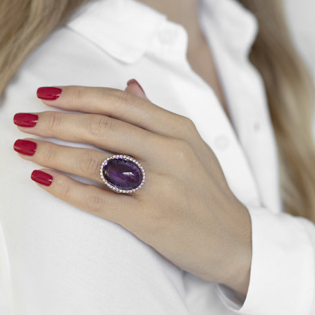 Diamond ring with Topaz and Amethyst Inferno Symphony