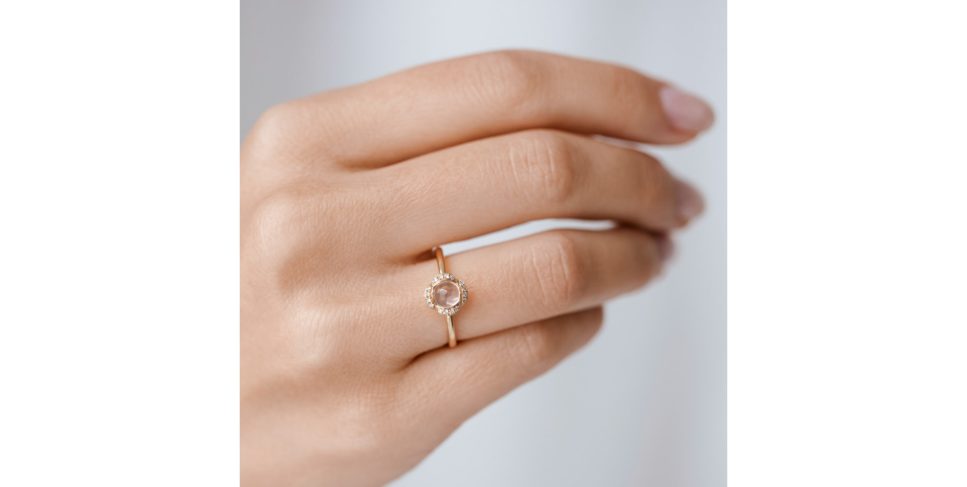 Diamond ring with Rose Quartz Floral Candy