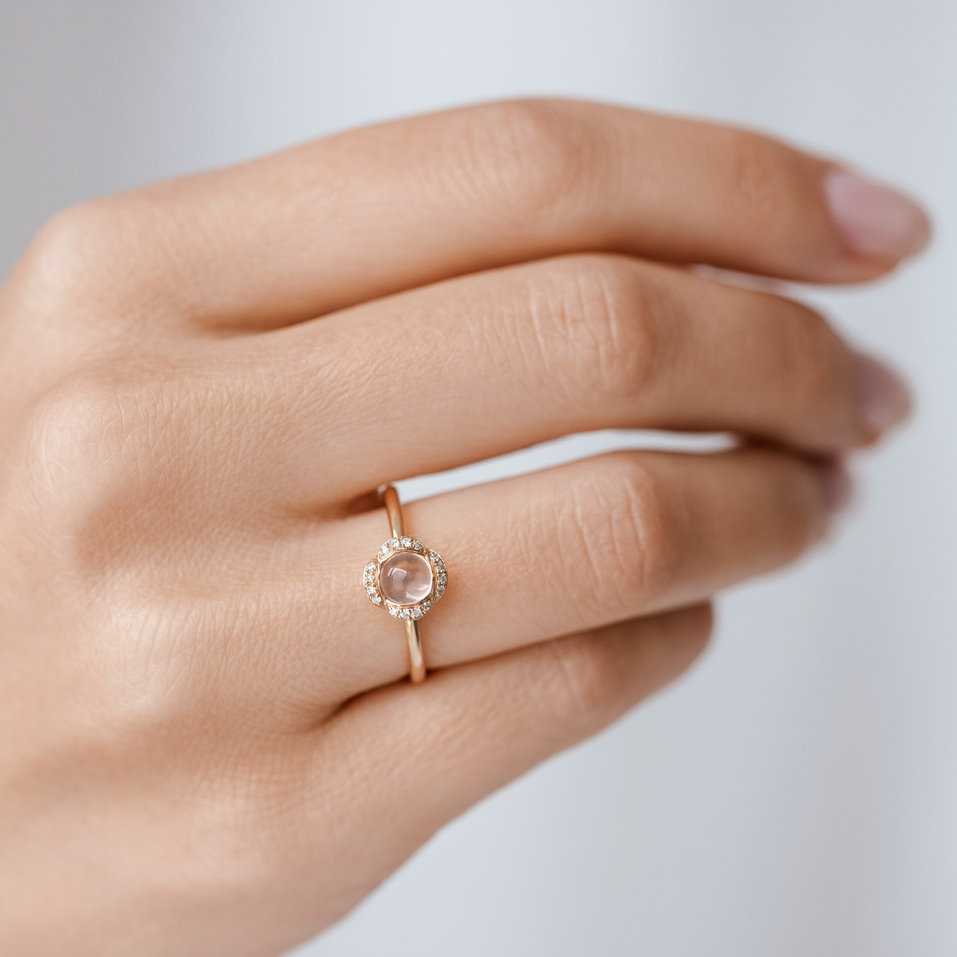 Diamond ring with Rose Quartz Floral Candy