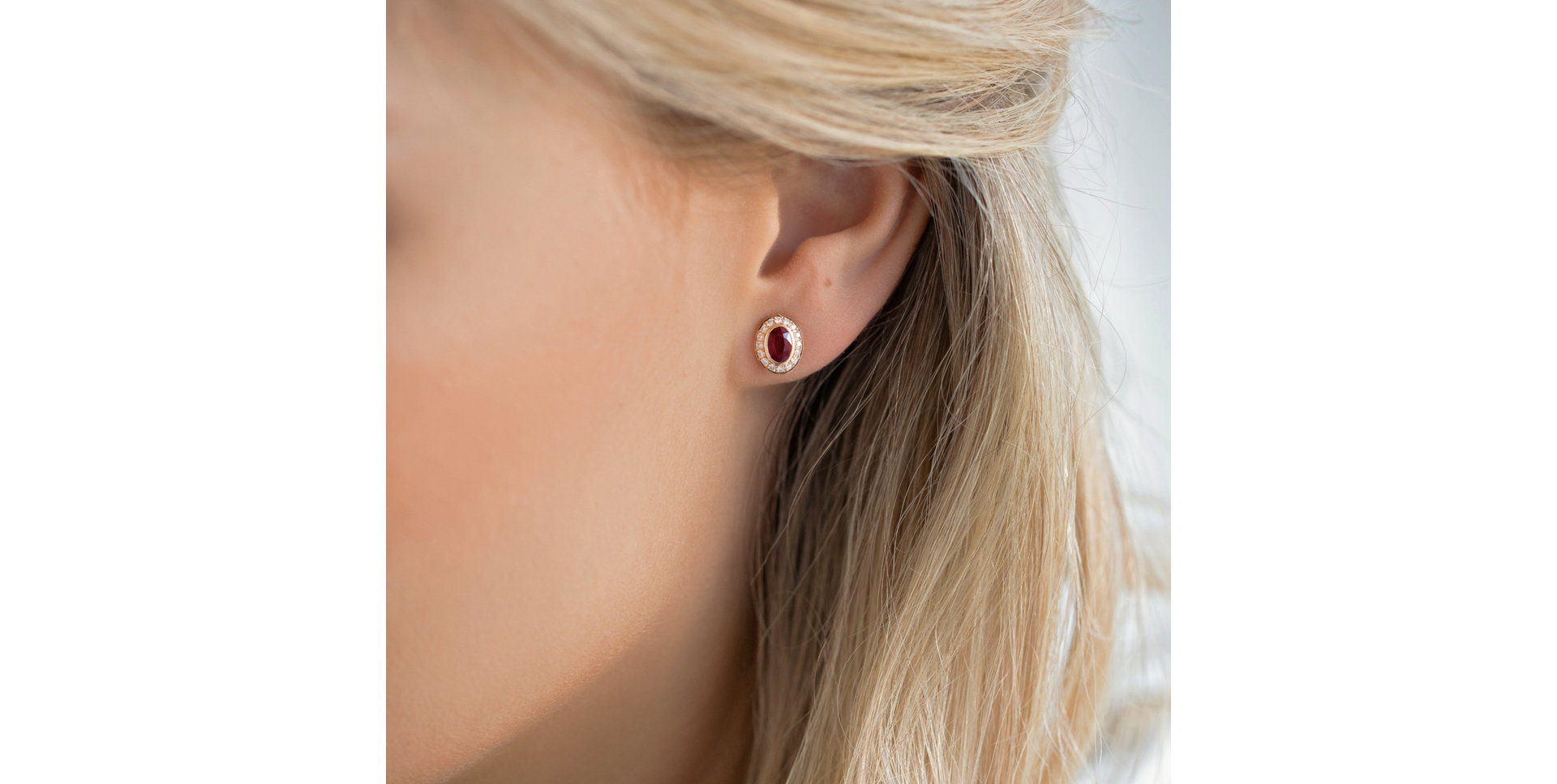 Diamond earrings with Ruby Lucky Ruby