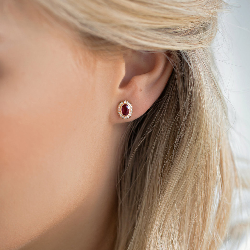 Diamond earrings with Ruby Lucky Ruby