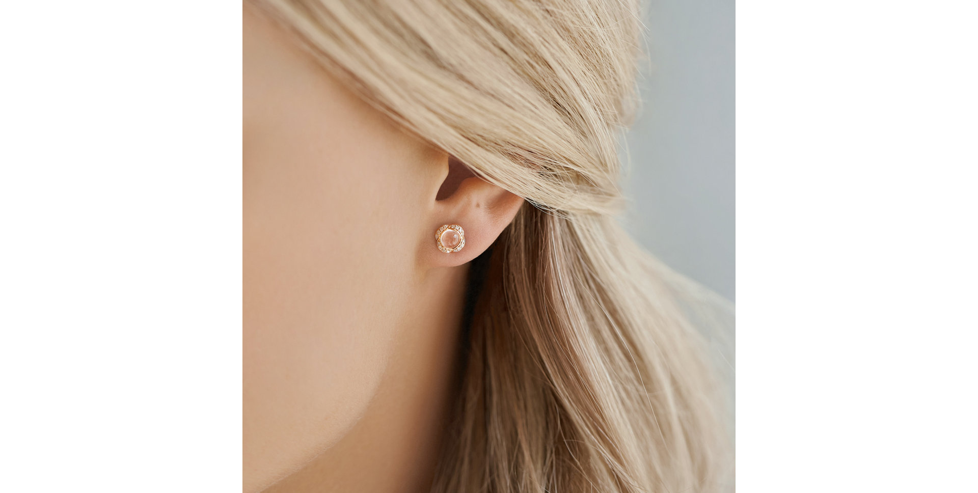 Diamond earrings with Rose Quartz Pink Candy