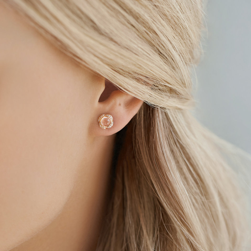 Diamond earrings with Rose Quartz Pink Candy