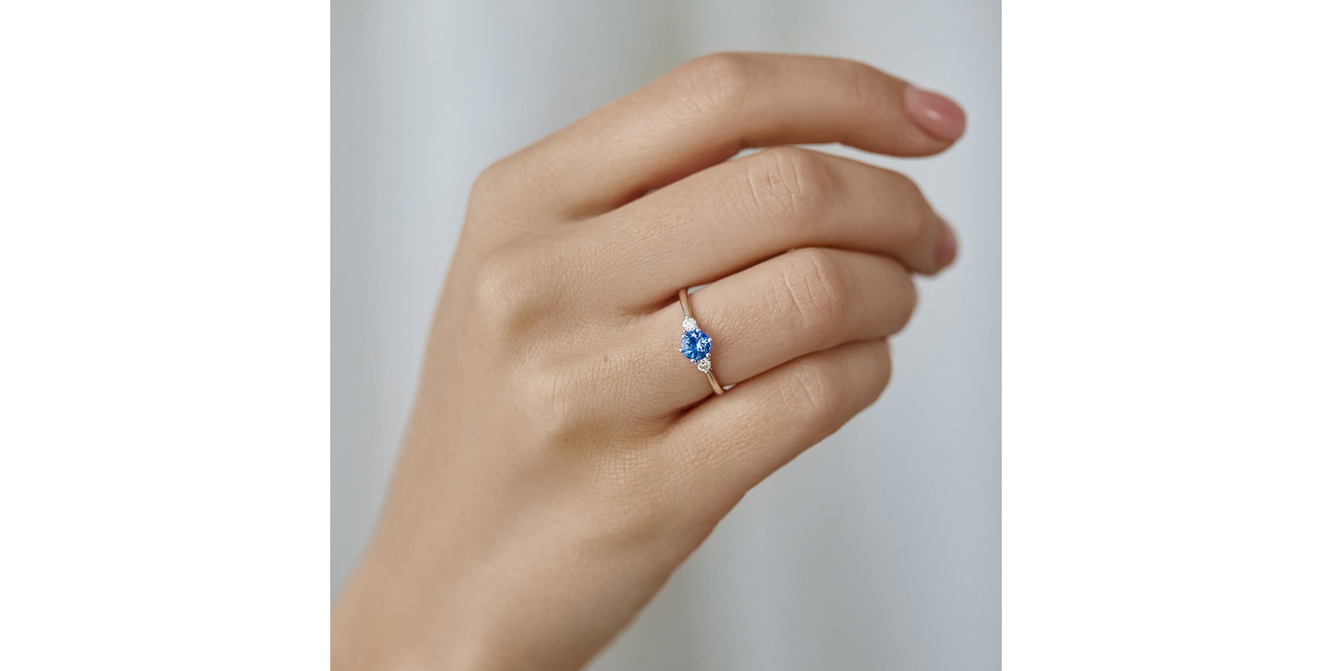Diamond ring with Sapphire Midnight Serenity