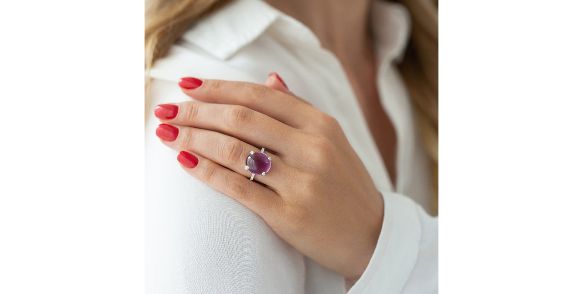 Diamond ring with Rose Quartz Niche