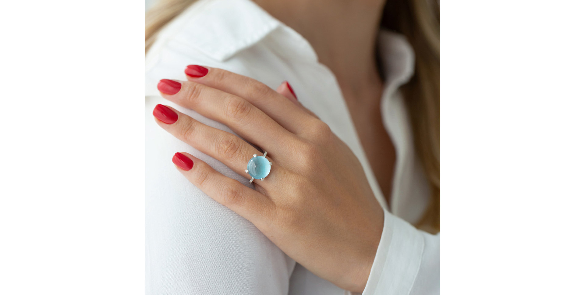 Diamond ring with Quartz Allure Drop