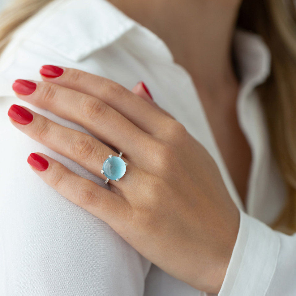 Diamond ring with Quartz Allure Drop