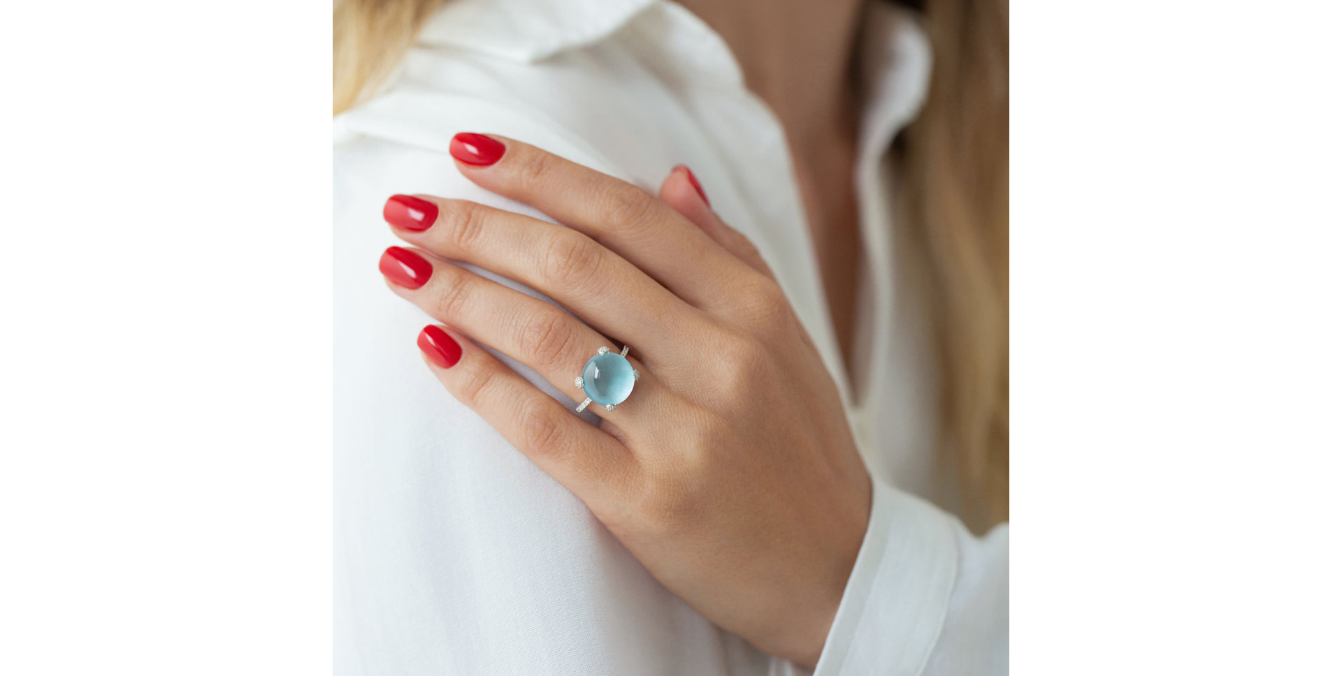 Diamond ring with Topaz Divine Drop