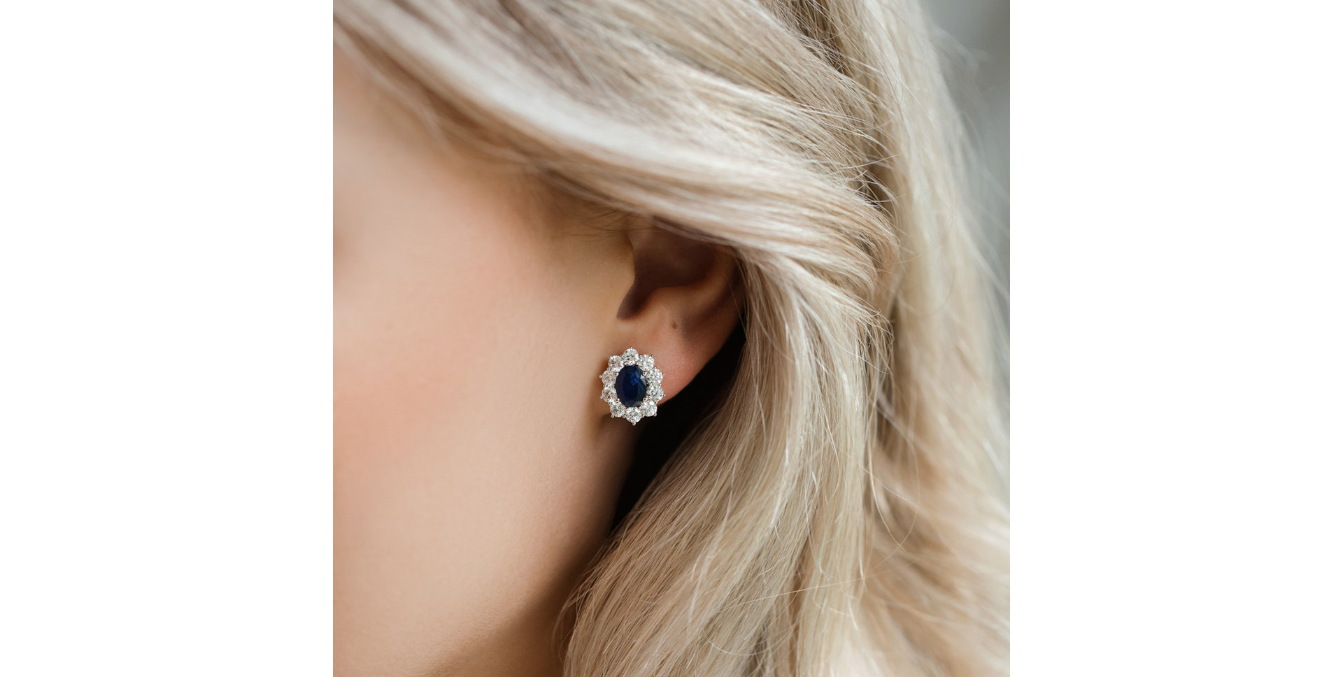 Diamond earrings with Sapphire Princess Joy