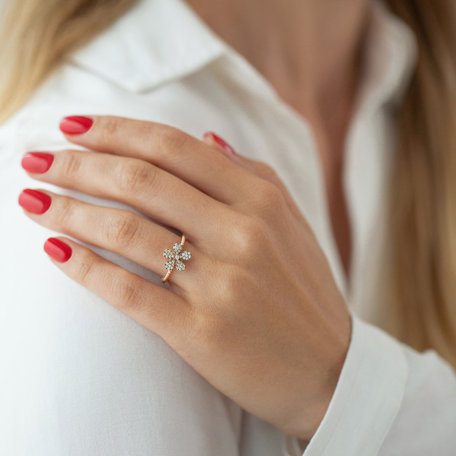 Ring with black diamonds Sun Daisy