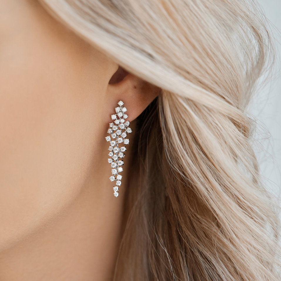 Diamond earrings and Sapphire Sparkling Waterfall