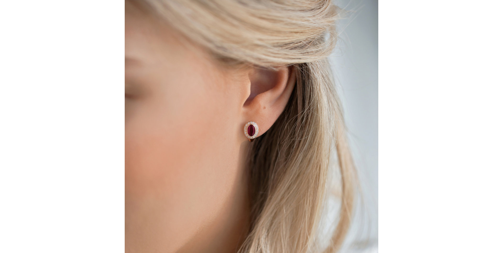 Diamond earrings with Ruby Lucky Ruby